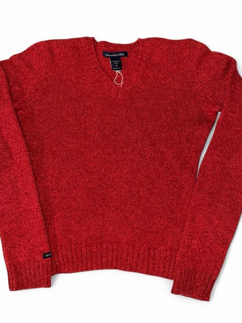 Abercrombie & Fitch Red Lambswool V-Neck Sweater M